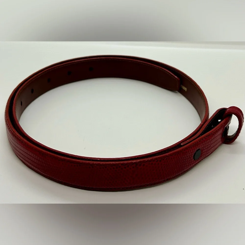 Barry Kieselstein-Cord Vintage Skinny Red Lizard Belt Strap 4 NEW CONDITION - Picture 5 of 10